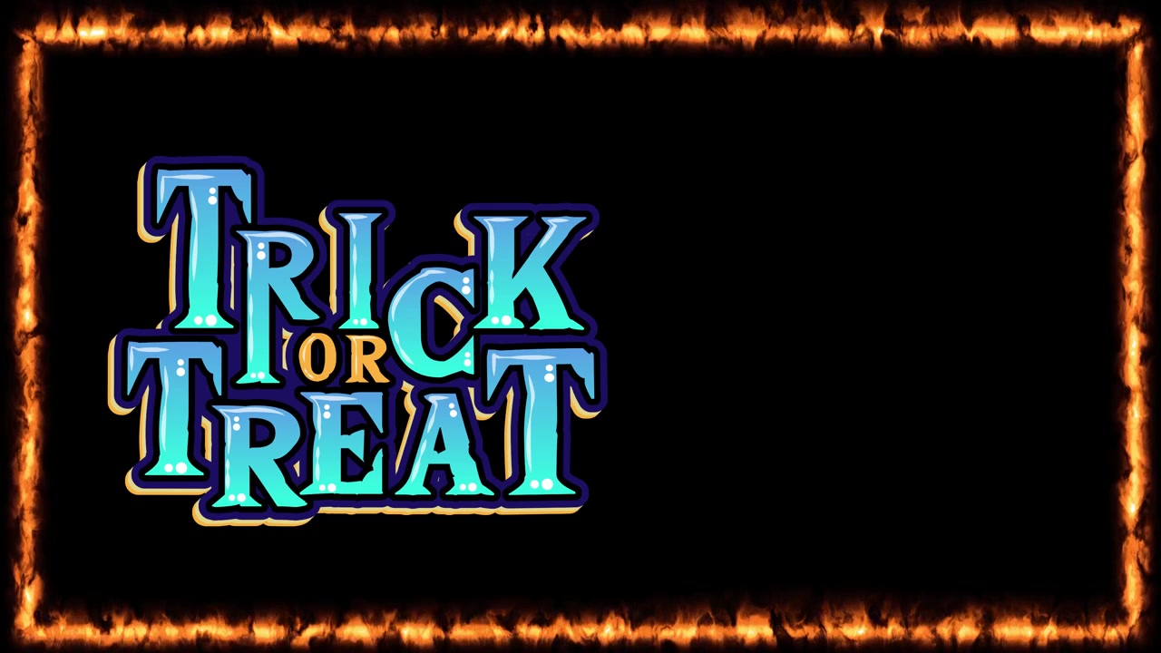 Stylized blue text floats within a rectangular burning fire border against a dark background.