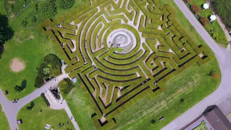 aerial parallax view, leeds castle garden maze challenge scenery