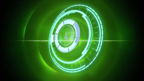 animación del escaneo del alcance y la cuenta atrás sobre círculos verdes