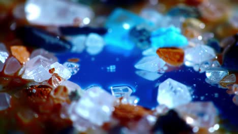 a captivating display of colorful crystals and vibrant blue waters: an artistic exploration of natural beauty in a mesmerizing close-up