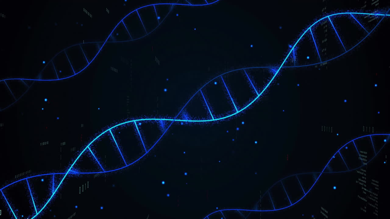 animación de cadenas de adn y codificación binaria procesamiento de datos digitales