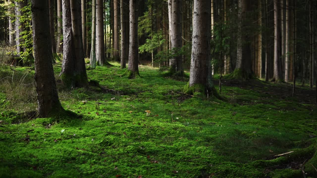 Bosco panoramico, bellissimo, verde e colorato in Germania in autunno