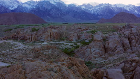 sunset at the alabama hills near lone pine, california