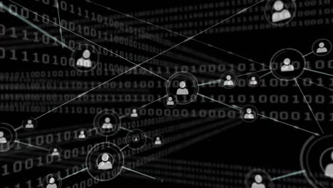 animación del procesamiento de datos sobre un fondo negro