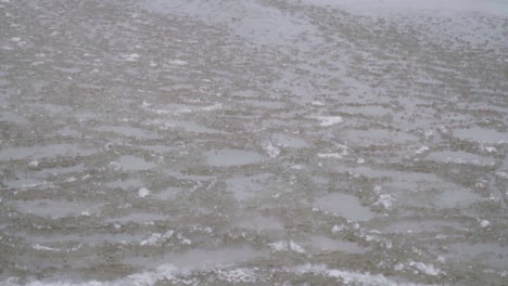tiro estático en cámara lenta de capas de hielo moviéndose en las olas