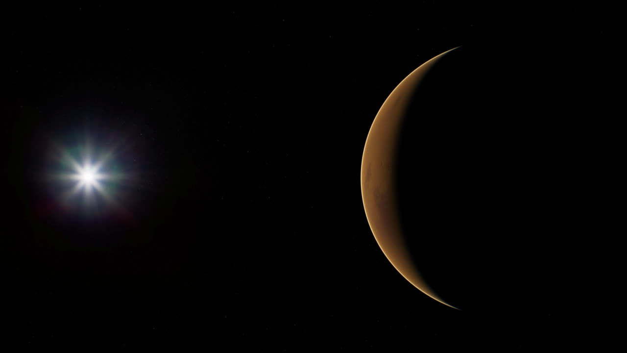 Exploration of mars capturing celestial beauty with its crescent shape