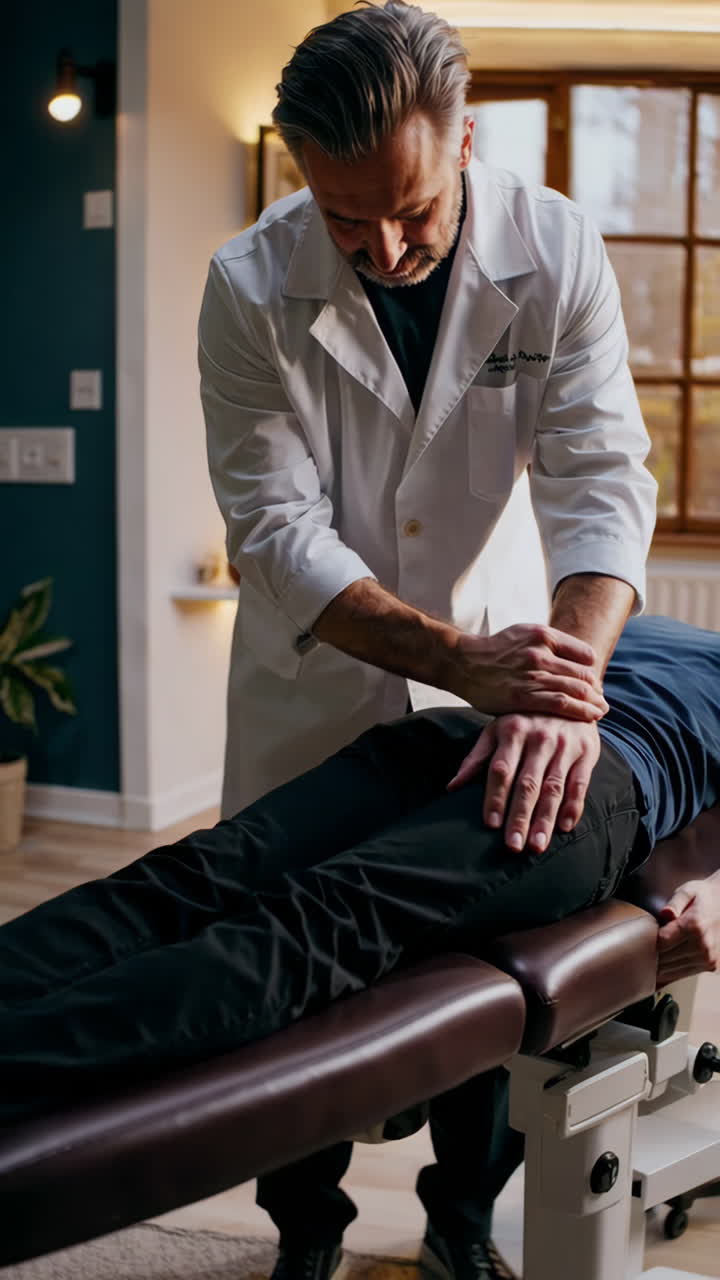 Chiropractor Examining Patient's Lower Back