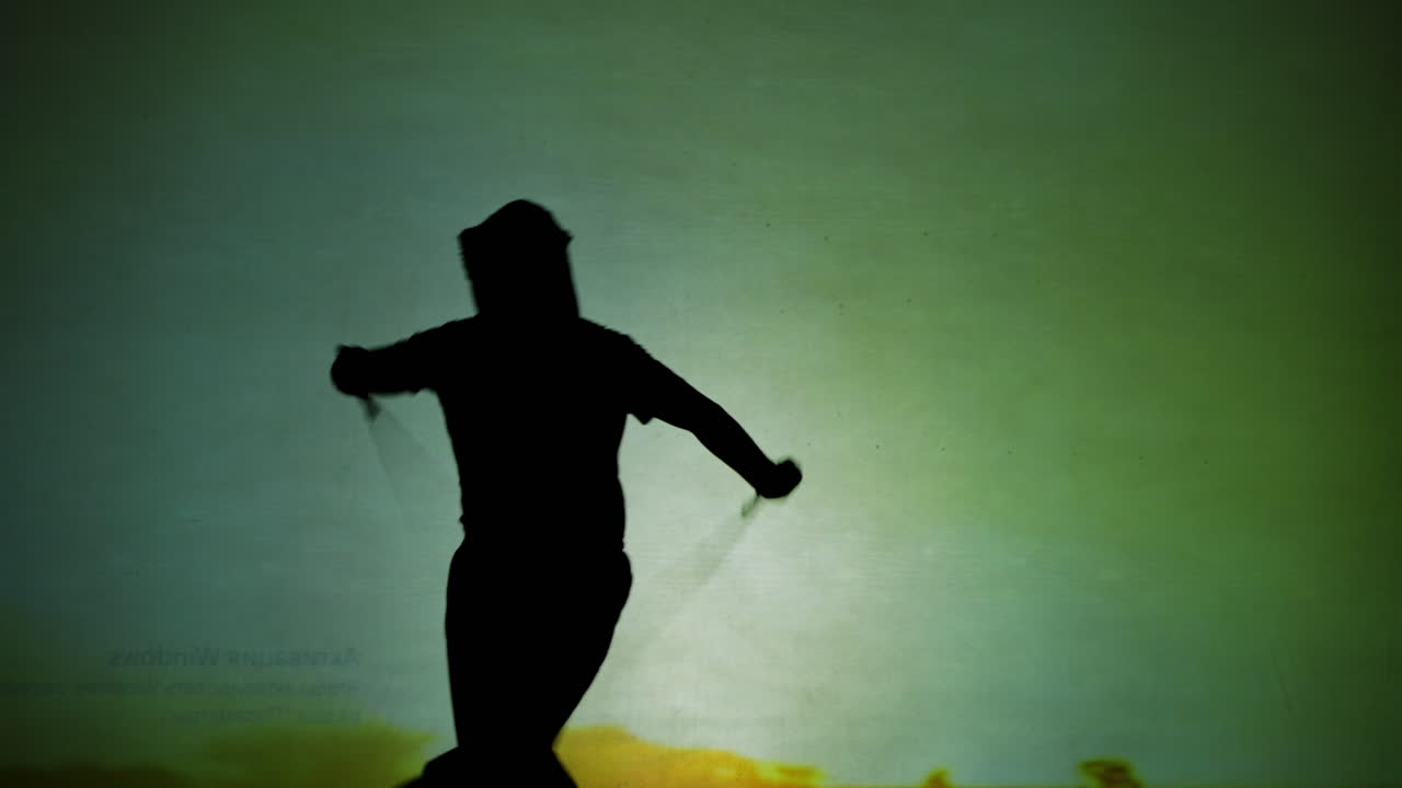 검 을 들고 있는 사람 의 실루