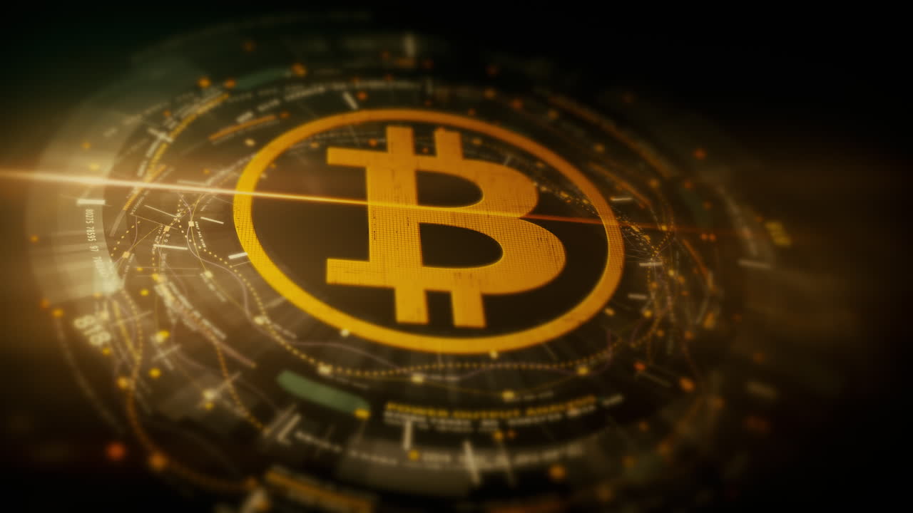 fondo digital futurista que destaca la tecnología avanzada de criptomoneda y cifrado, con redes blockchain y sistemas criptográficos seguros: btc, bitcoin