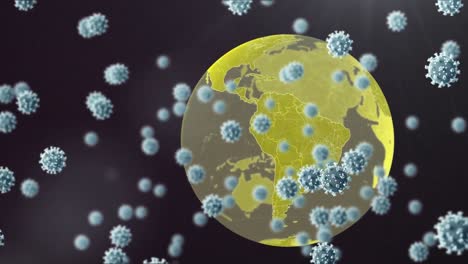 animación de la caída de las células de covid-19 en todo el globo
