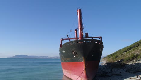 abandoned cargo ship on a beach