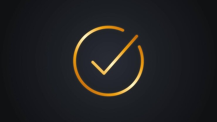 Golden Checkmark Animation on Dark Background