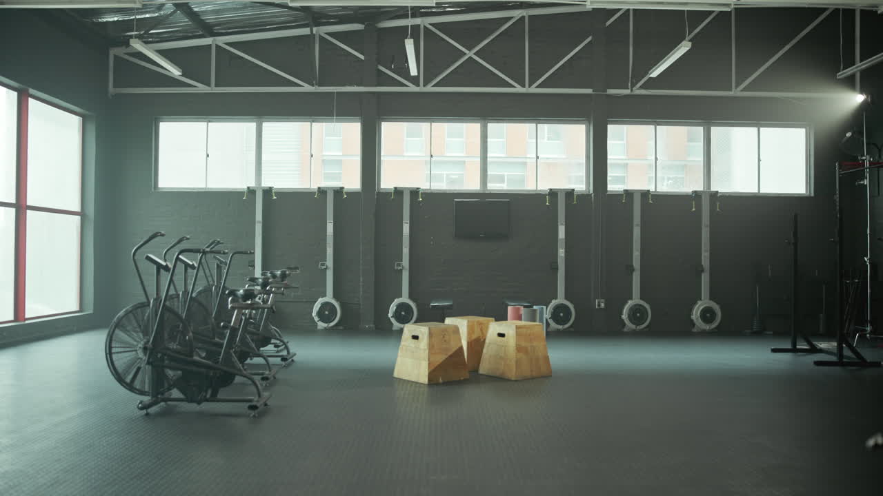 Gym with exercise equipment