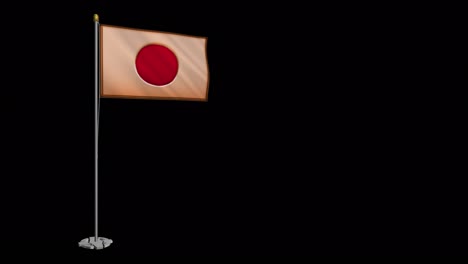 loop video of bronze japanese flag loop video fluttering in the wind, 4k uhd slow motion video with alpha channel.