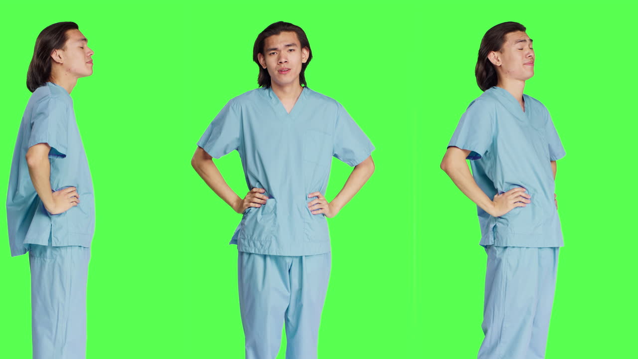 Tired healthcare worker yawning