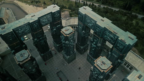 aerial view of the chronicle of georgia monument in tbilisi