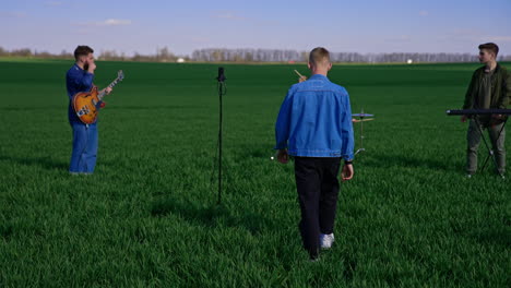 band performing in a field