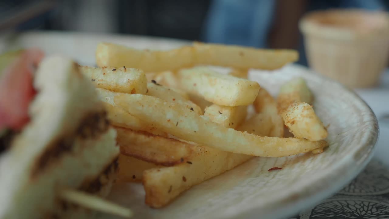 A close-up view of french fries