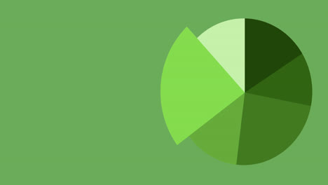 Animation-of-pie-chart-graph-and-data-processing-over-green-background