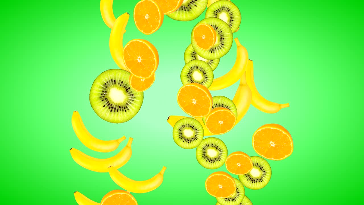 다양한 품종의 4k 과일의 고품질 애니메이션