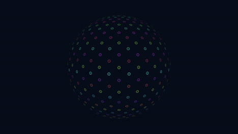 esfera de neón futurista con pequeños puntos en el espacio oscuro