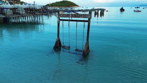 ksamil albania poda beach holiday empty luxury bali bed, swing, aerial drone
