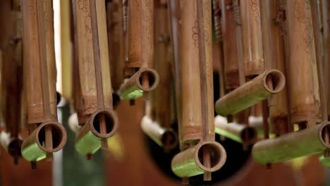 indonesian traditional musical instrument called angklung, made from bamboo