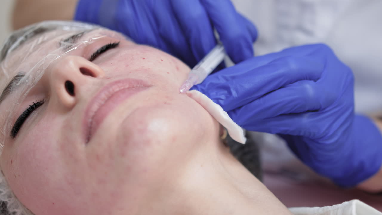 얼굴 치료를 받는 여성