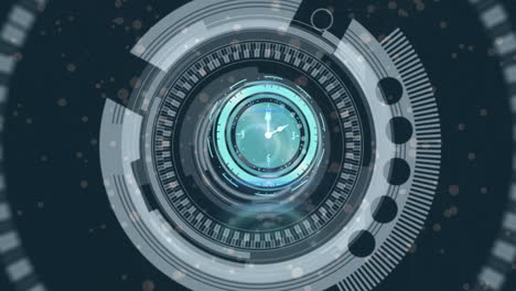 animación del reloj y el procesamiento de datos sobre un fondo oscuro