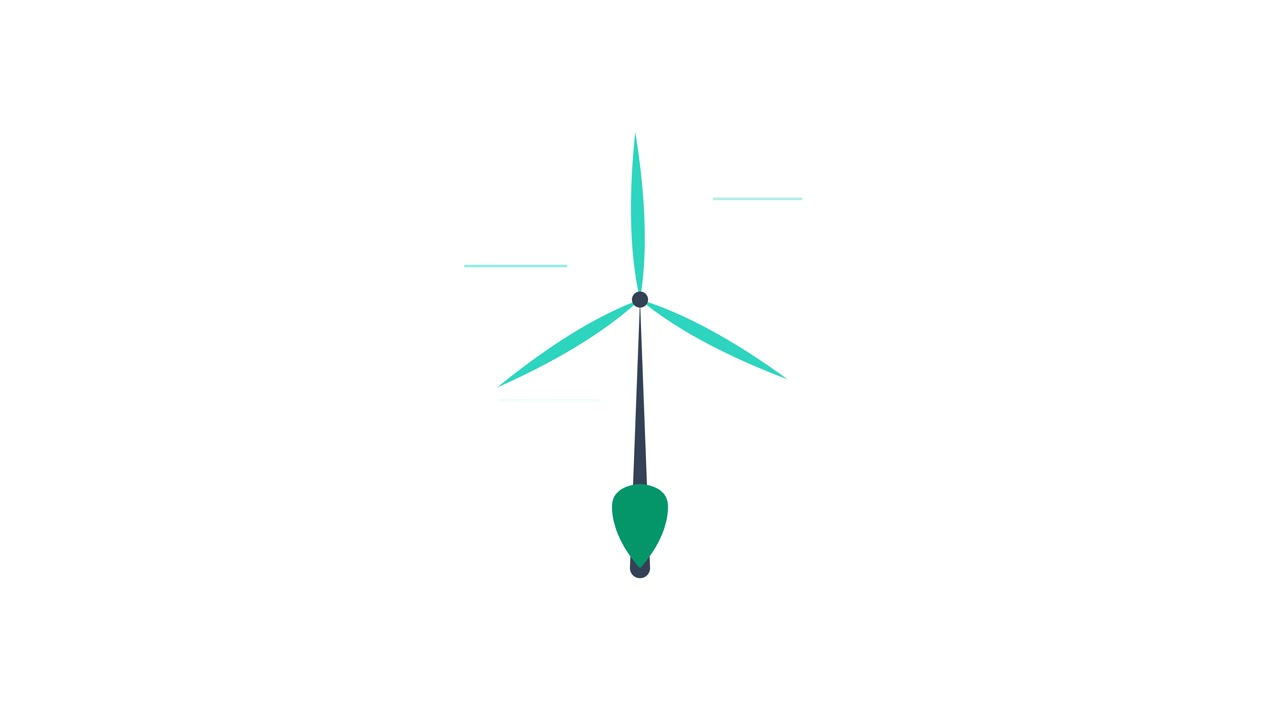 Animated Wind Turbine Generating Electricity from Light Bulb