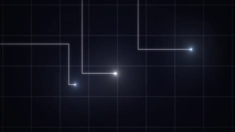 animación de puntos blancos brillantes con rastros de luz que forman una cuadrícula en el cielo nocturno con estrellas