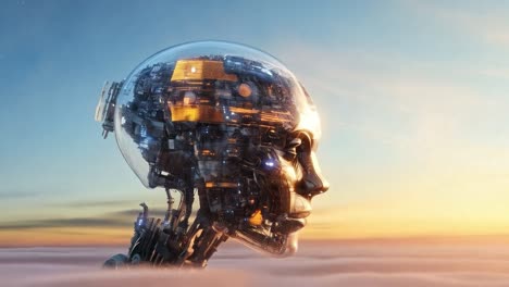 artificial intelligence robot in the clouds