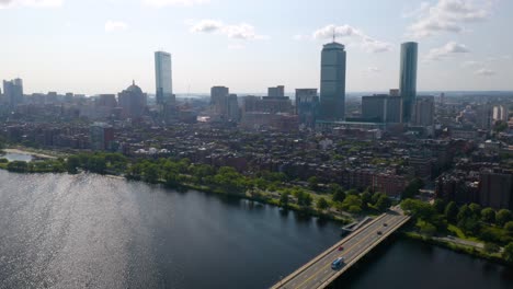 scenic aerial view of boston's back bay on beautiful summer day