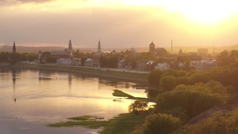 Drone-aerial-view-of-Kaunas-old-town-skyline