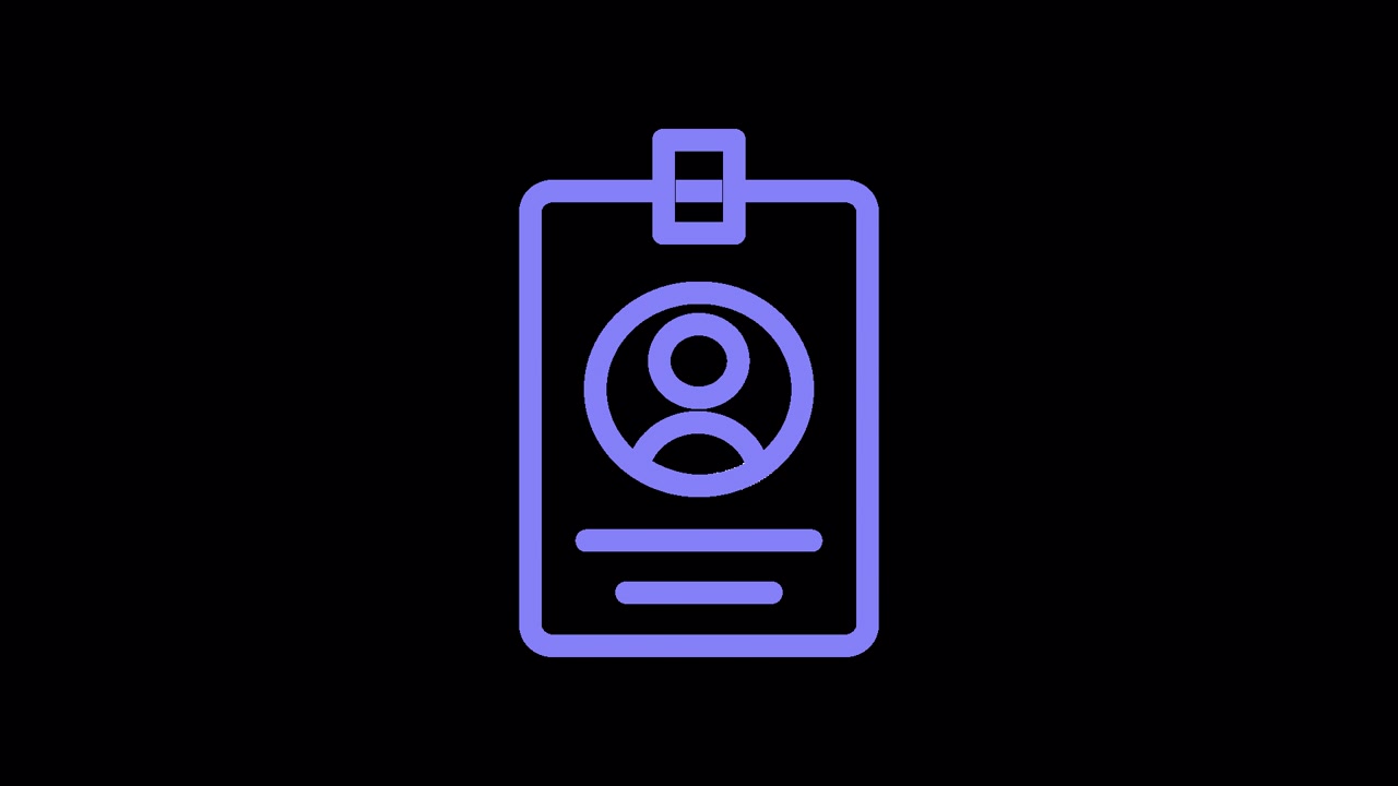 Animated Purple ID Card Icon with Wiggling Effect