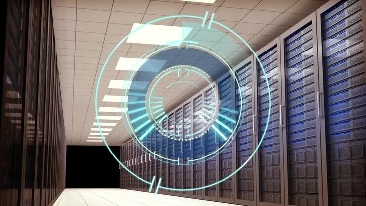 Animation of scope scanning over computer servers in tech room