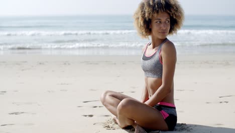 young sporty girl on the beach
