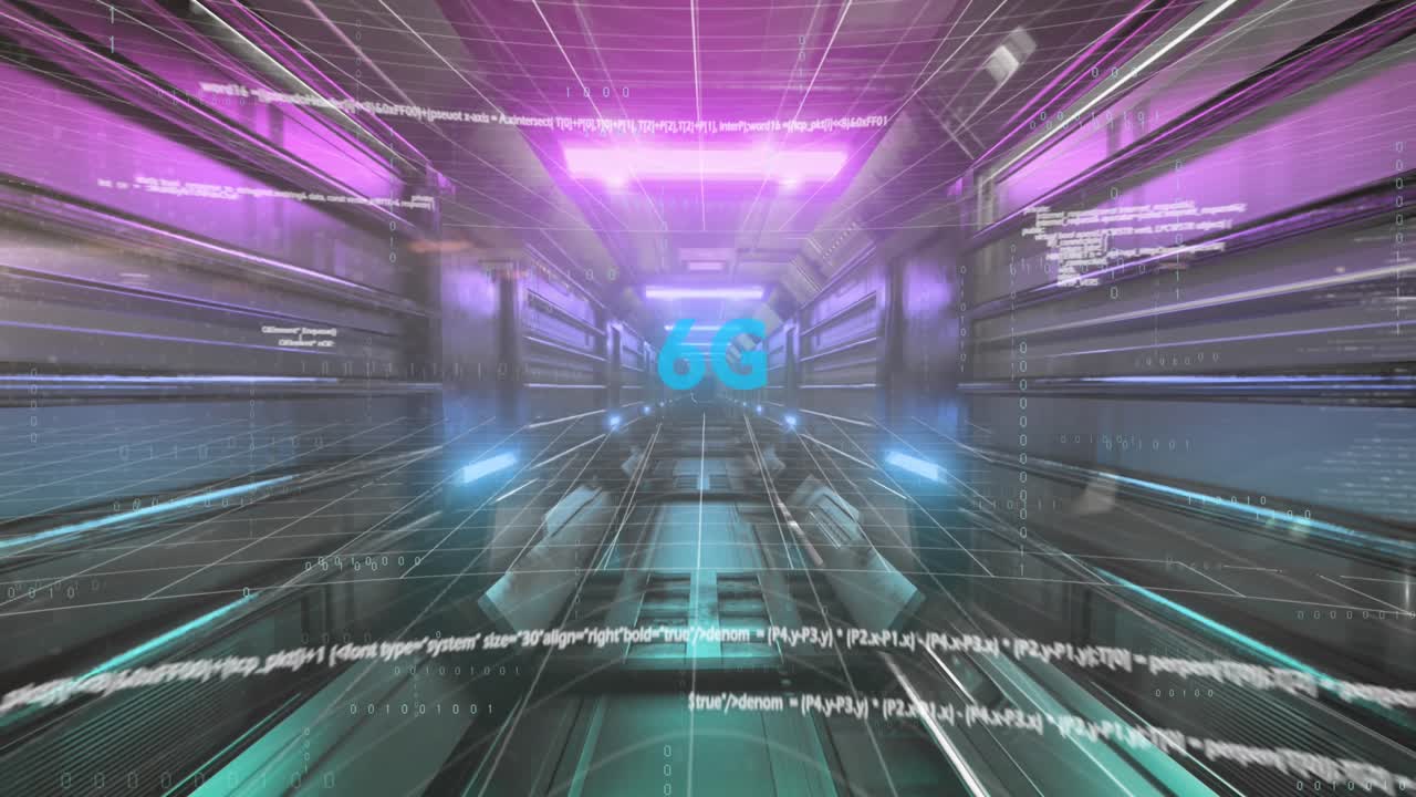 This animation shows binary coding and data processing moving over a transparent background