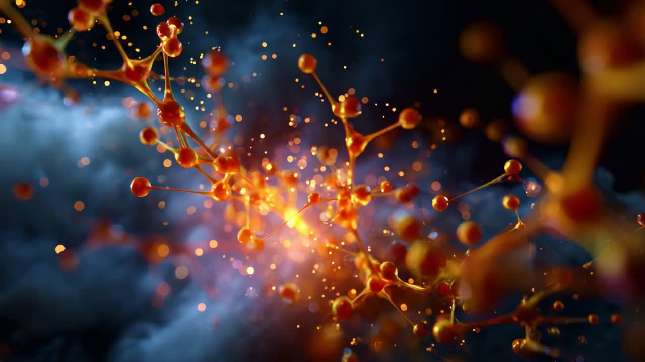 Exploring the Mysteries of Molecular Structures: A Visual Journey Through Atomic Interactions and Particles in a Vibrant, Colorful Background of Energy and Motion