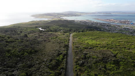 Vista-Aérea-De-Bluff-Hill-Lookout-En-Flagstaff-Road-Y-Puerto-Sur-En-Bluff-City