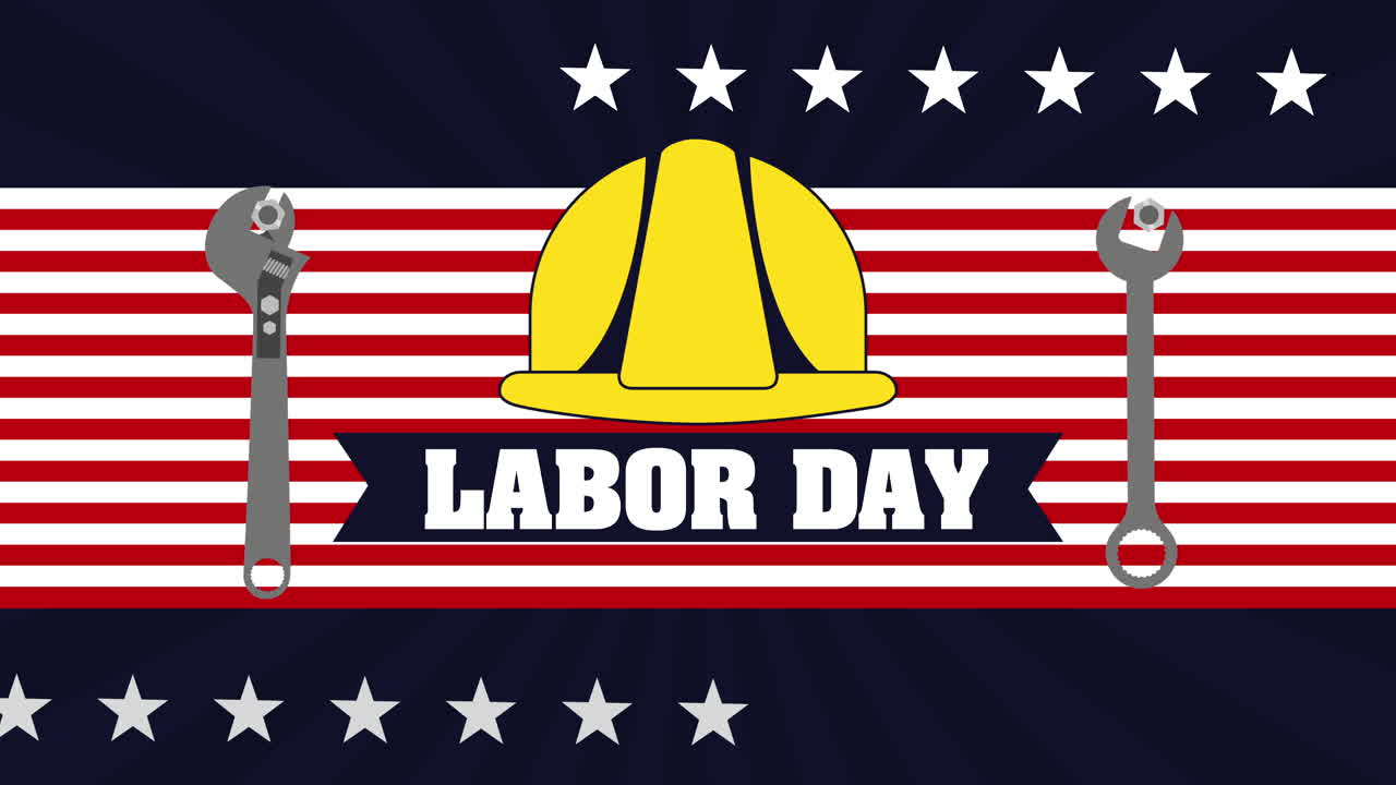 labor day with USA flag and helmet