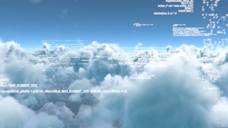 binary code against white clouds 4k