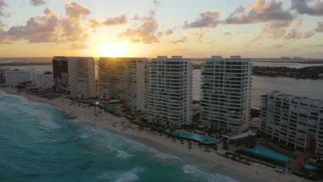 aerial orbit above beachfront hotels