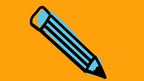 animación del icono de lápiz sobre las banderas de texto de la escuela en un patrón sin costuras sobre fondo amarillo