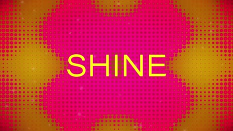 Animation-of-shine-text-and-shapes-on-pink-background