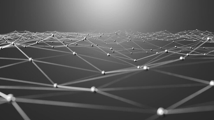 Sfondo astratto con design futuristico a risoluzione 4K, dati a forma geometrica di DNA con linee e punti connessi, sfondo digitale futuristico per affari, scienza e tecnologia, video stock con movimento a onda su sfondo grigio