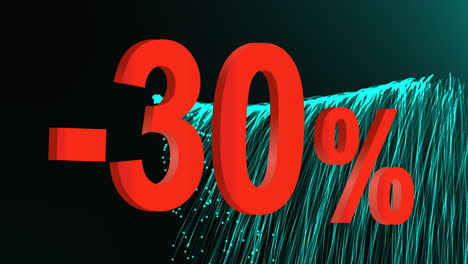 animation of 30 percent off over fireworks on black background