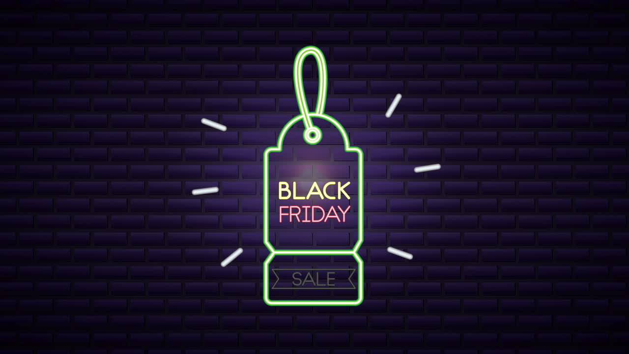 etichetta luminosa al neon del venerdì nero con tag