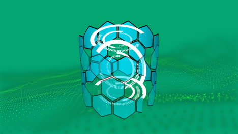 Animation of shapes and spots on green background