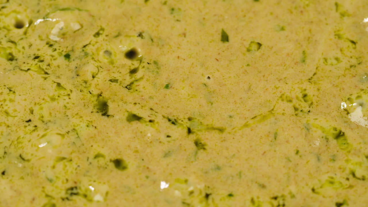 Close-up of a green sauce